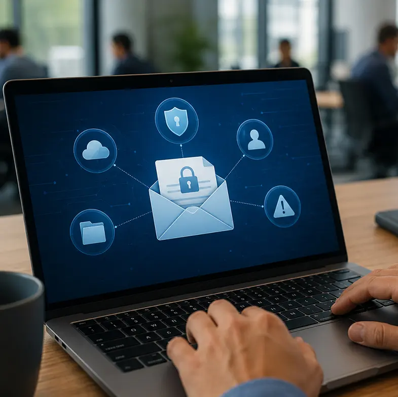 Email DLP dashboard showing sensitive data detection and policy enforcement