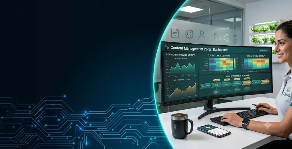Content management portal dashboard showing document organization